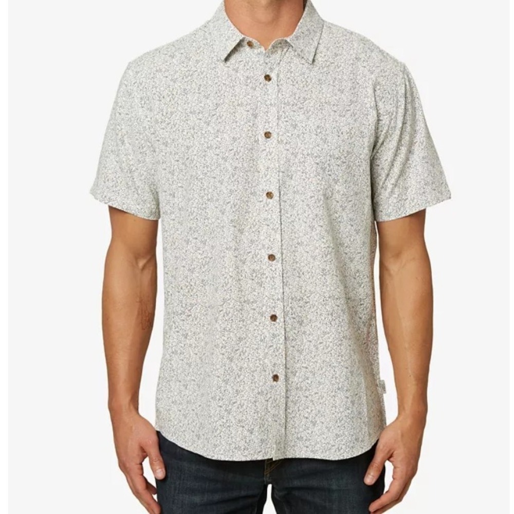 Jack O'Neill Mens Nevis Floral Button Down Shirt M White Surf Coastal Summer